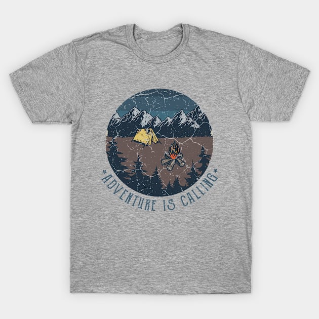 Adventure Is Calling, Outdoor, Mountain Themed, Hiking, Wilderness, Mountain Hiking, Forest Prin T-Shirt by UranusArts